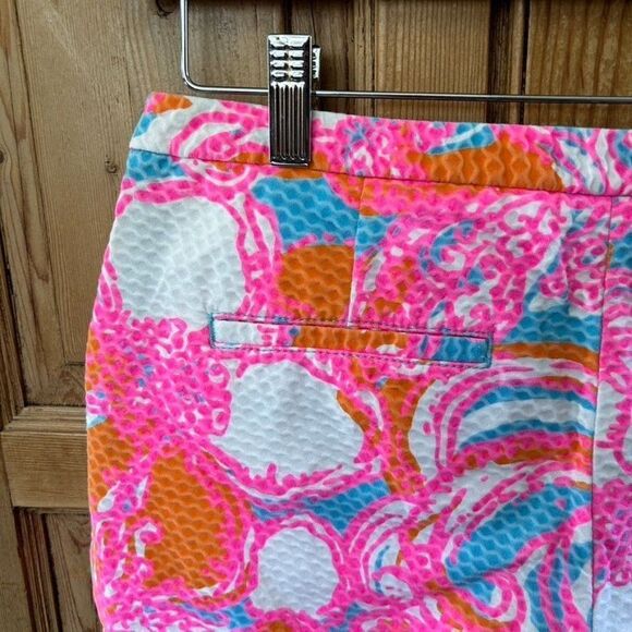 Lilly Pulitzer 0 Shorts‎ Pink Blue White Floral Pockets Zipper Mid Rise Textured - Picture 8 of 13
